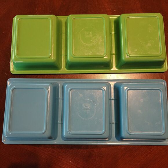 Blue & Green Serving Dishs 3 Section Divided Condiment Dish Not Microwaveable - Picture 2 of 4